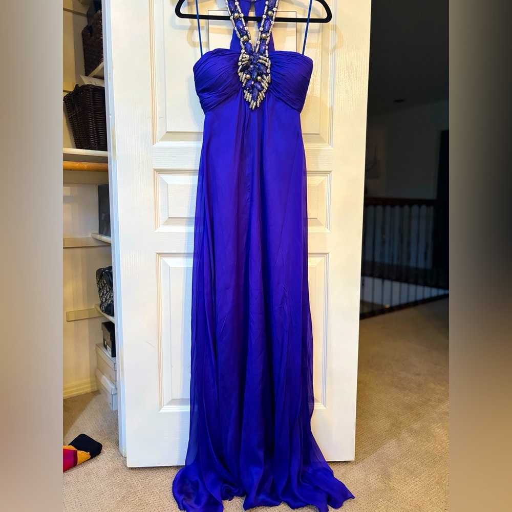 Vintage Jovani Silk Evening Gown sz 4 with thick and amazing beading